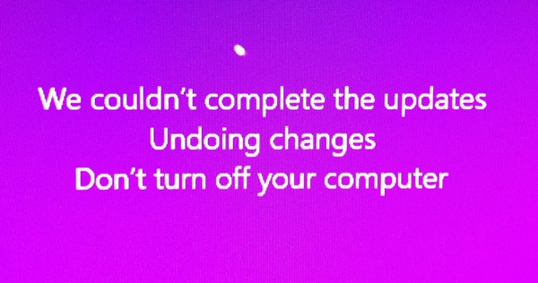 we couldn’t complete the updates, undoing changes