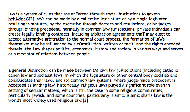 law, defined by Wikipedia