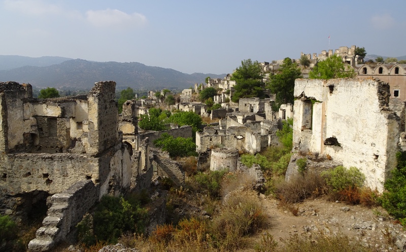 Looking towards the school and red church