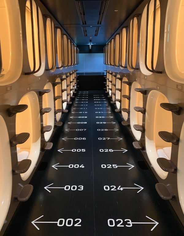 capsule hotel walkway