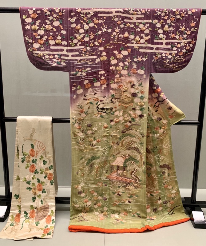 resist dyed and embroidered