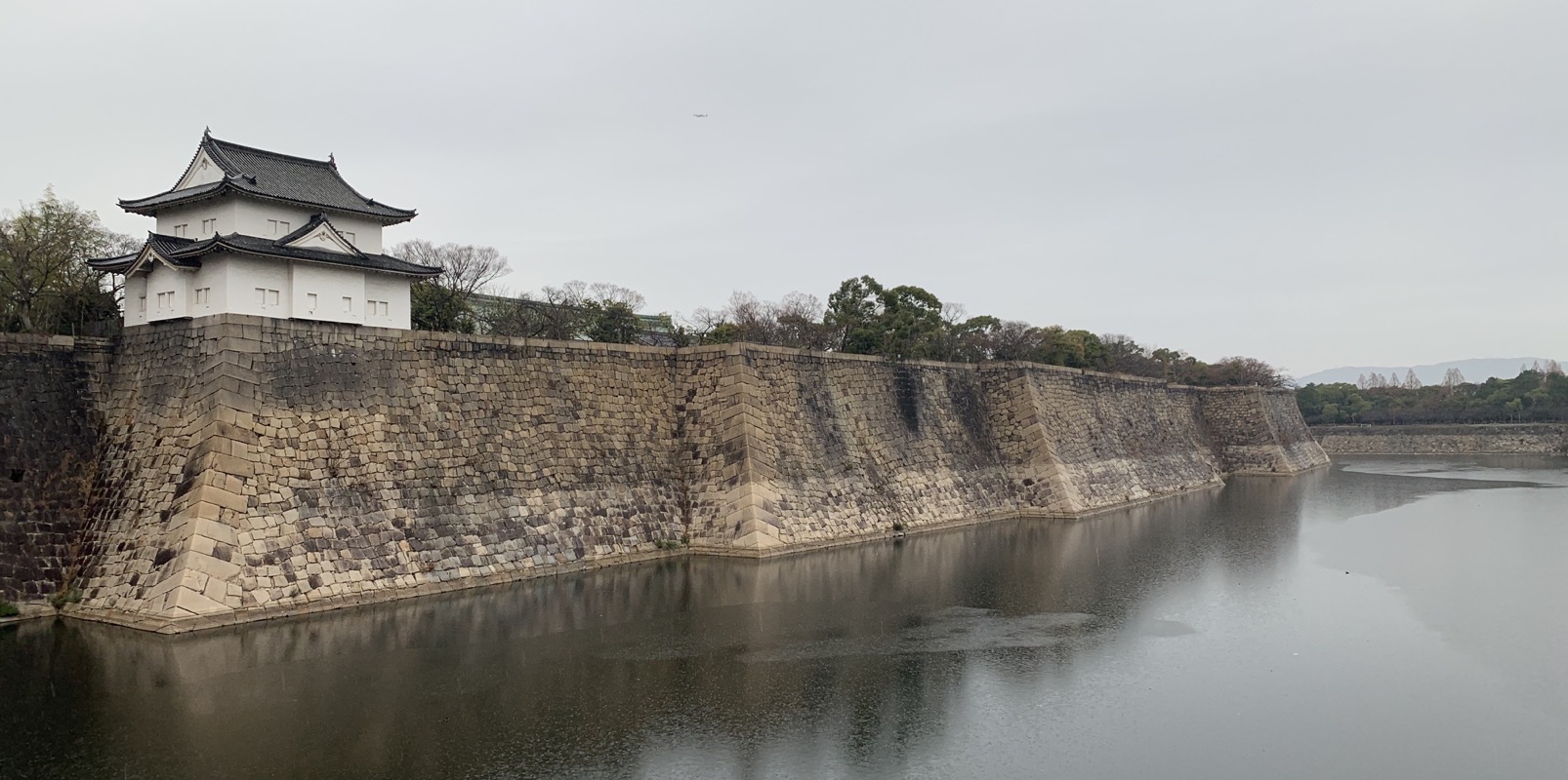 osaka castle in the rain