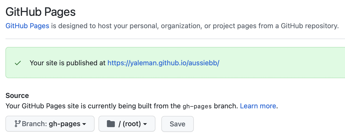 github pages configuration