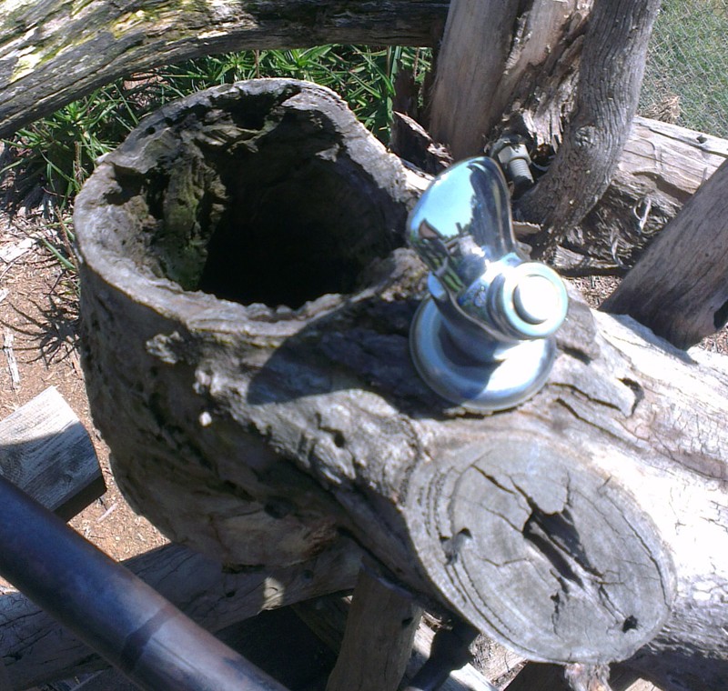 This drinking fountain dropped water down under the walkway - seemed rather sensible